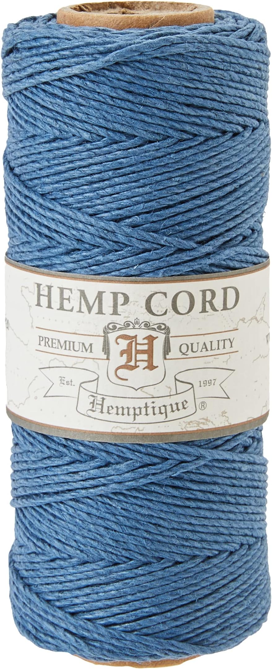 Hemptique100% Hemp Cord Spool - 62.5 Meter Hemp String - Made with Love - No. 20 ~ 1mm Cord Thread for Jewelry Making, Macrame, Scrapbooking, DIY, & More - Dusty Blue