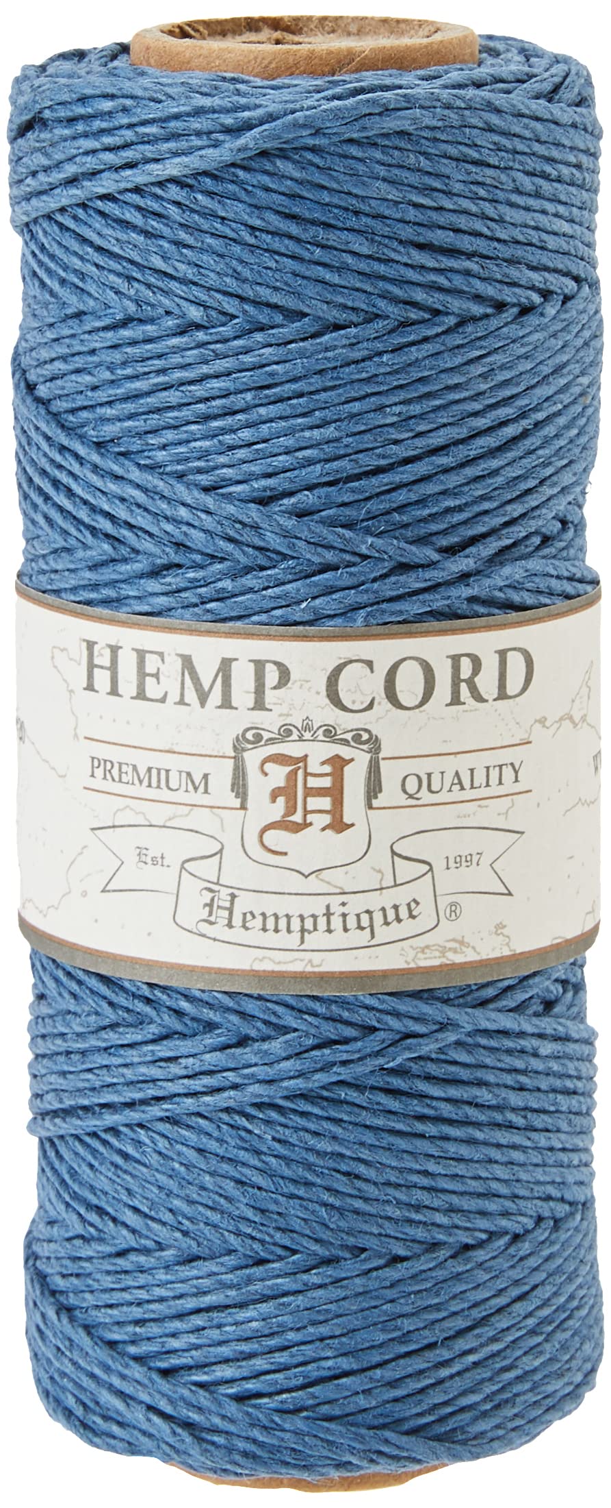 Hemptique100% Hemp Cord Spool - 62.5 Meter Hemp String - Made with Love - No. 20 ~ 1mm Cord Thread for Jewelry Making, Macrame, Scrapbooking, DIY, & More - Dusty Blue