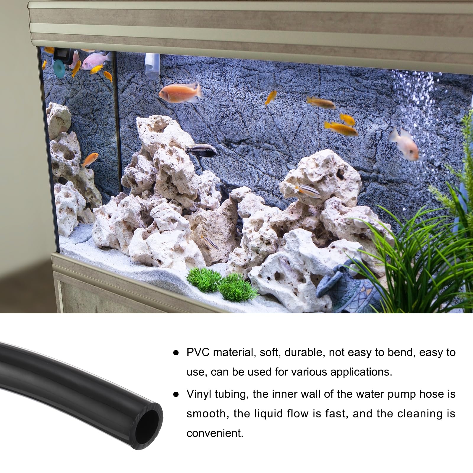 Rebower 3.3ft 19mm x 27.5mm Black Plastic PVC Tubing Flexible Vinyl Tube, [for Garden Irrigation Water Hose, Fish Tank - Image 3
