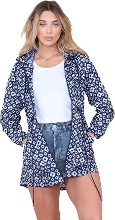 kraftd Womens Raincoat Ladies Rain Jackets Waterproof Showerproof Lightweight Hooded Rain Mac