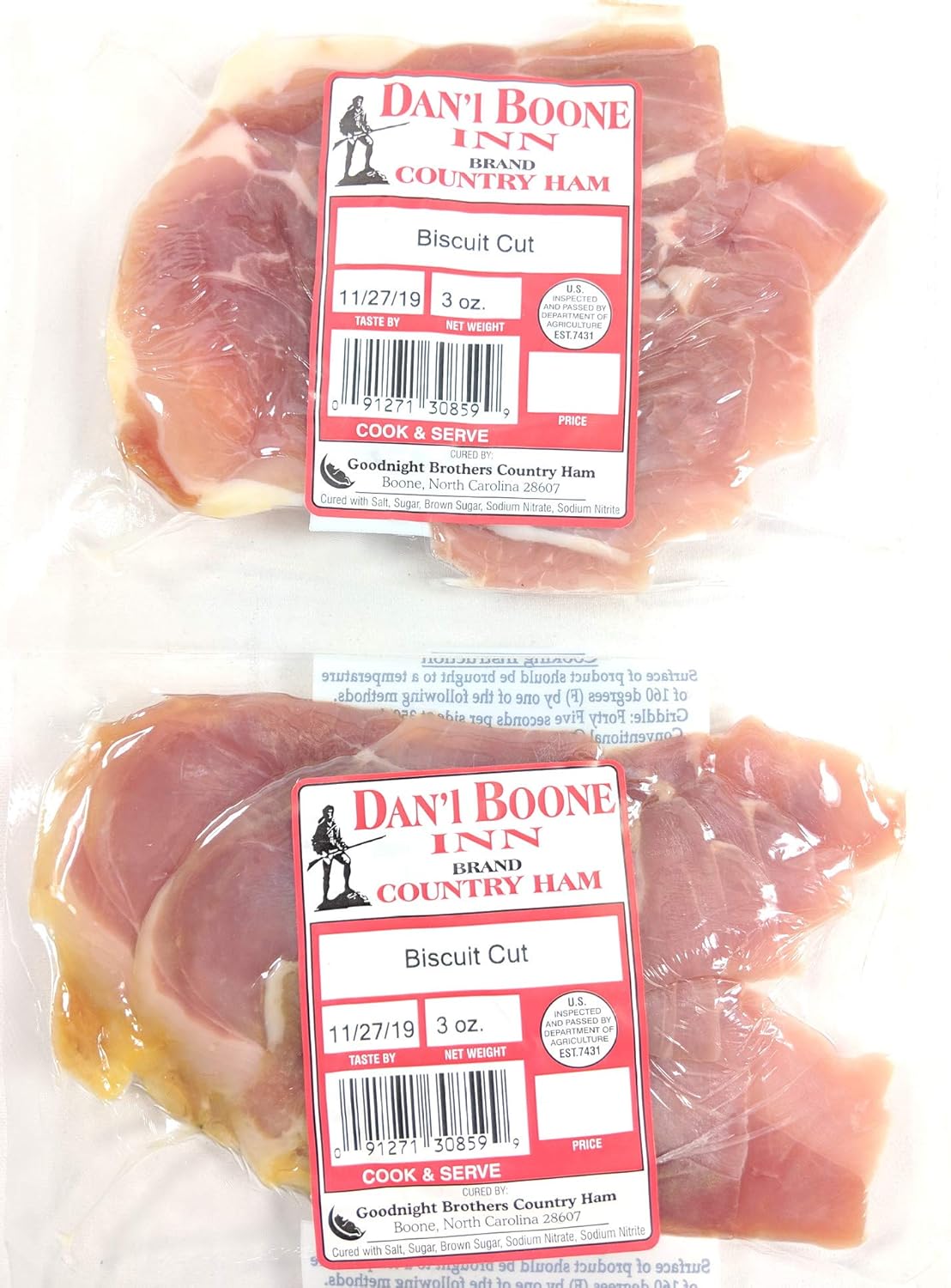 Dan'l Boone Inn Brand Country Ham Biscuit Cut 2 -3oz Packs