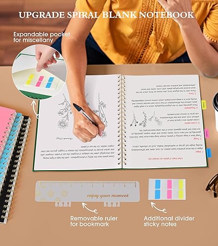 Vista 192 de Cuaderno de papel cuadriculado, cuaderno en espiral de 8.5 x 11 pulgadas, cuadernos de cuadrícula grande A4 para mujeres y hombres, papel gráfico