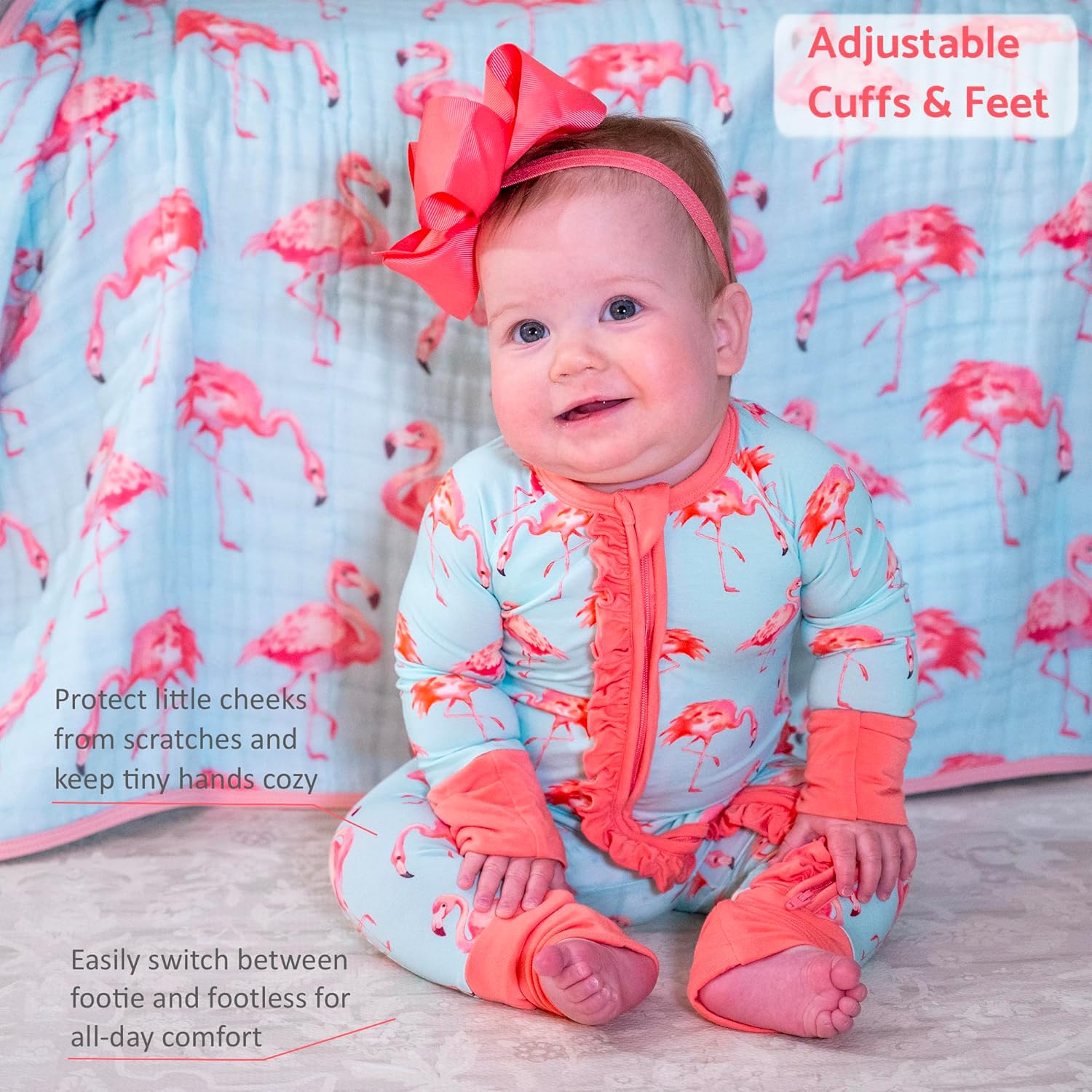 LollyBanks Baby Pajamas, Long Sleeve Baby Romper with 2-Way Zipper, 95% Viscose from Bamboo and 5% Spandex, Infant Sleepers