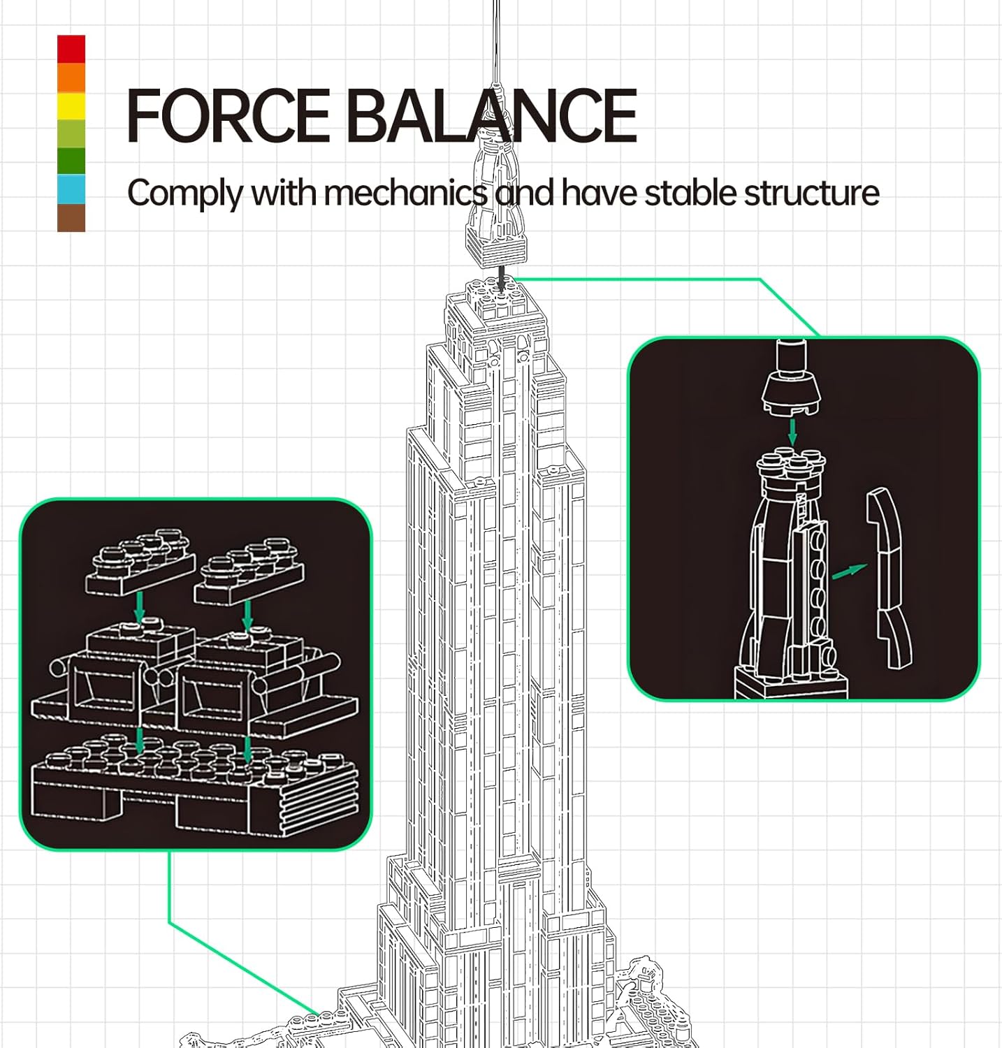 CAXIMSY Empire State Architecture Model Building Block Set for Adults New York's World Famous Landmark Architectural Toys Gift Kids and 1570 Pieces