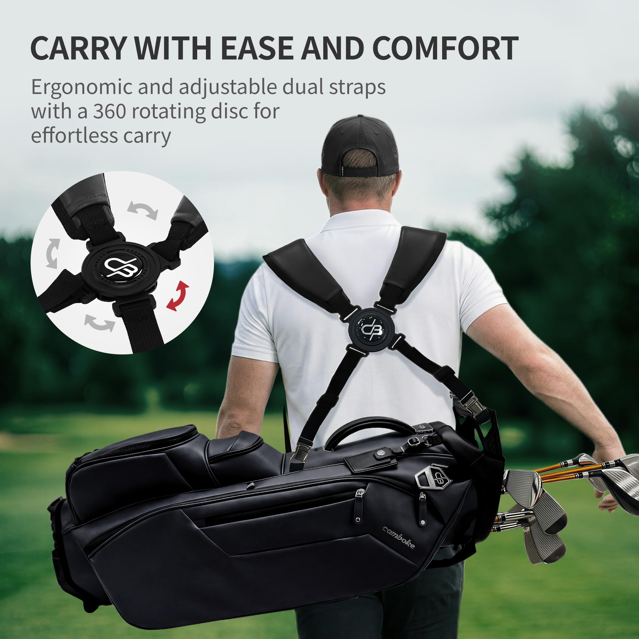 Amazon.com: Camboke Luxury PU Leather Golf Stand Bag, 4-Way Full