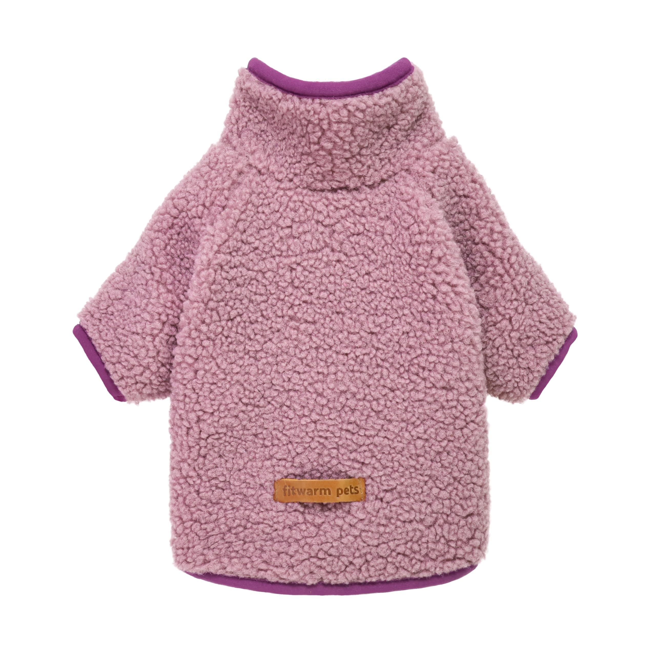 Fitwarm Sherpa Dog Sweater, Thermal Dog Clothes for Small Dogs Girl, Pet Winter Coat, Cat Outfit, Purple, XXL