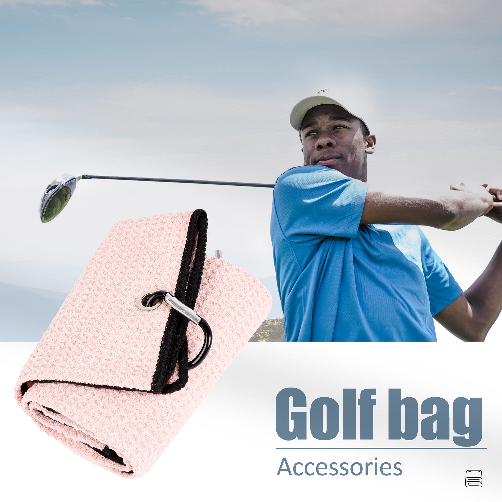 Mile High Life Asciugamano da Golf Ripiegabile Microfibra Premium Cucitura Waffle Moschettone Robusto Rosa
