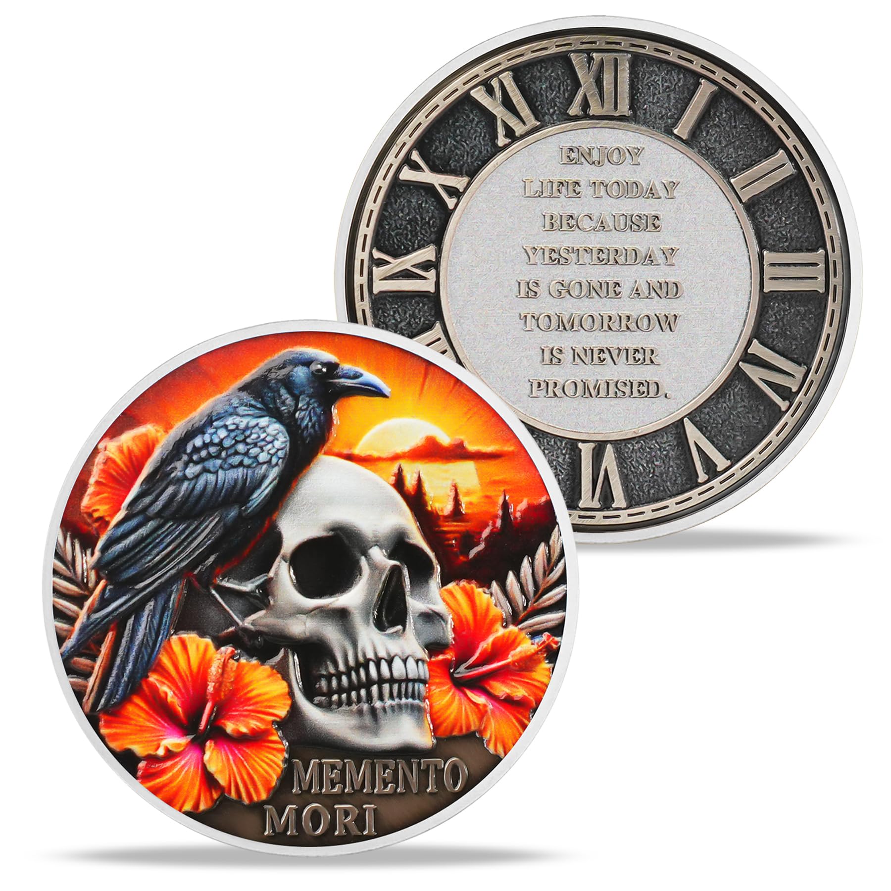 Skull Memento Mori Challenge Coin, Stoic Coin for Men Women, Inspirational Momento Mori Stoicism Gifts, Stoic Reminder Coin Inspirational Gifts for