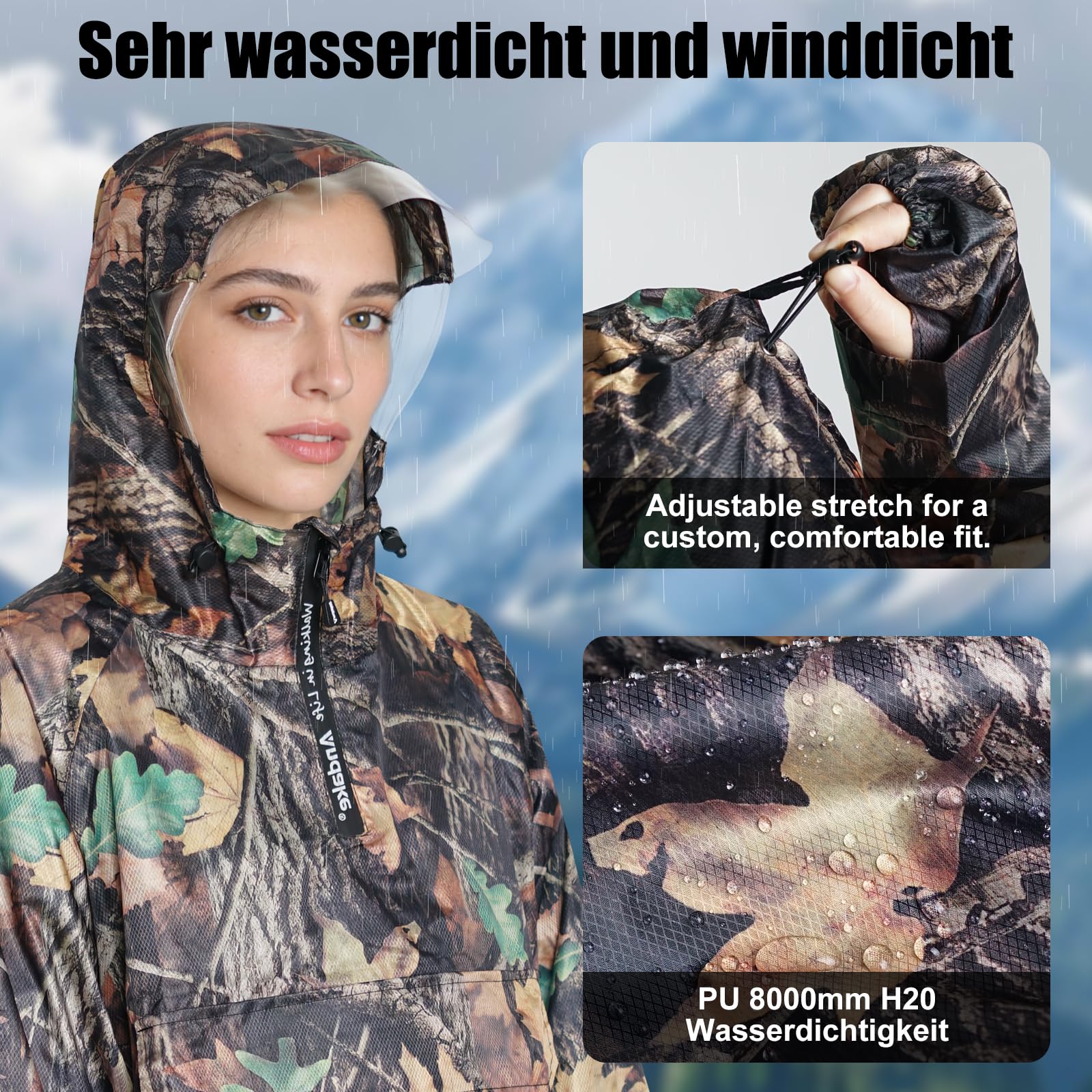 Andake Chubasquero impermeable, ligero y portátil, con mangas, unisex, material resistente a las grietas, adecuado para actividades al aire libre, ciclismo, senderismo, pesca