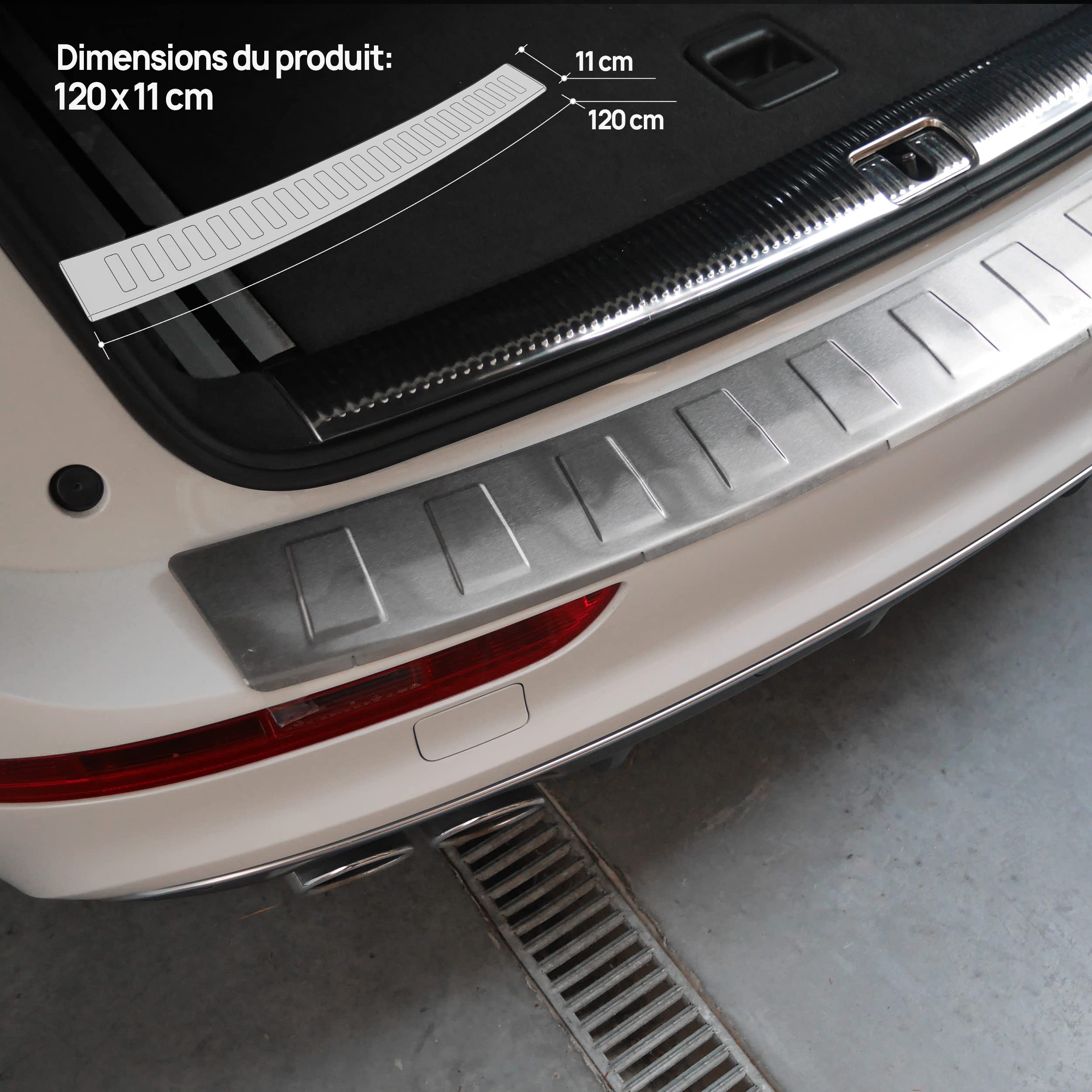Pour AUDI Q5 SUV 2008-2017 8R - Protection de seuil de pare-chocs arrière en acier inoxydable chromé