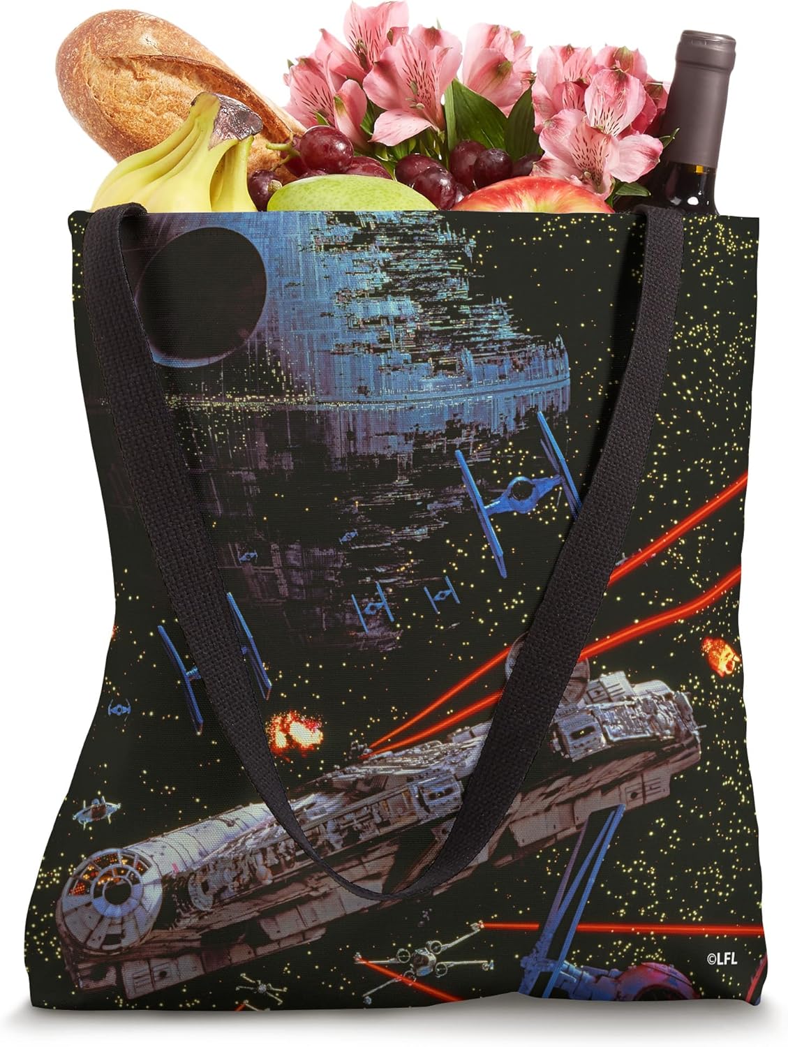 Star Wars Return of the Jedi Death Star II Battle Black Tote Bag