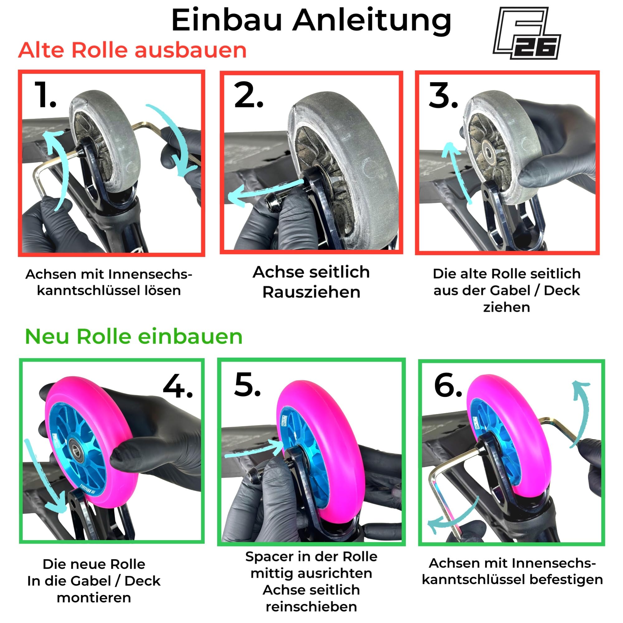 Chilli Pro Stunt-Scooter Spoked Base Rolle 110mm Schwarz/PU Grün