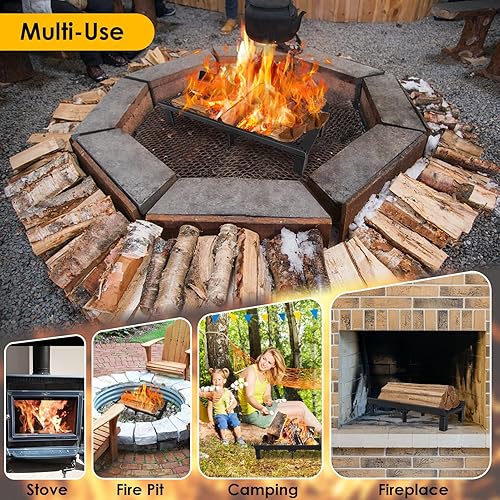 Miniatura 7 de STBoo Rejilla para Chimenea de 20 Pulgadas - Rejillas de Estufa de Madera de Alta Resistencia  Soporte para Troncos de Chimenea  Estante de Hierro