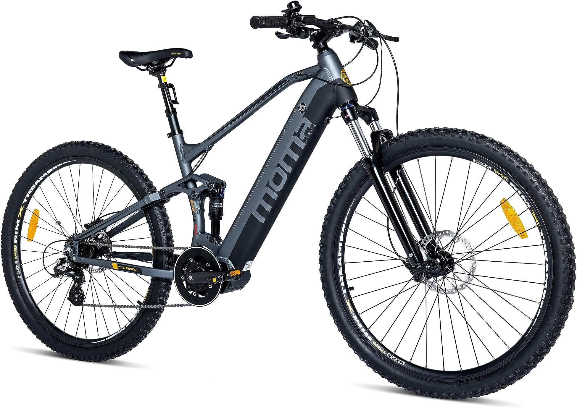 Moma Bikes, EMTB 27,5" PRO FS Crank Motor, Aluminum, Full SHIMANO Altus 8 Speeds, Hydraulic Disc Brakes & Integrated Battery Ion Lithium 48V 13Ah
