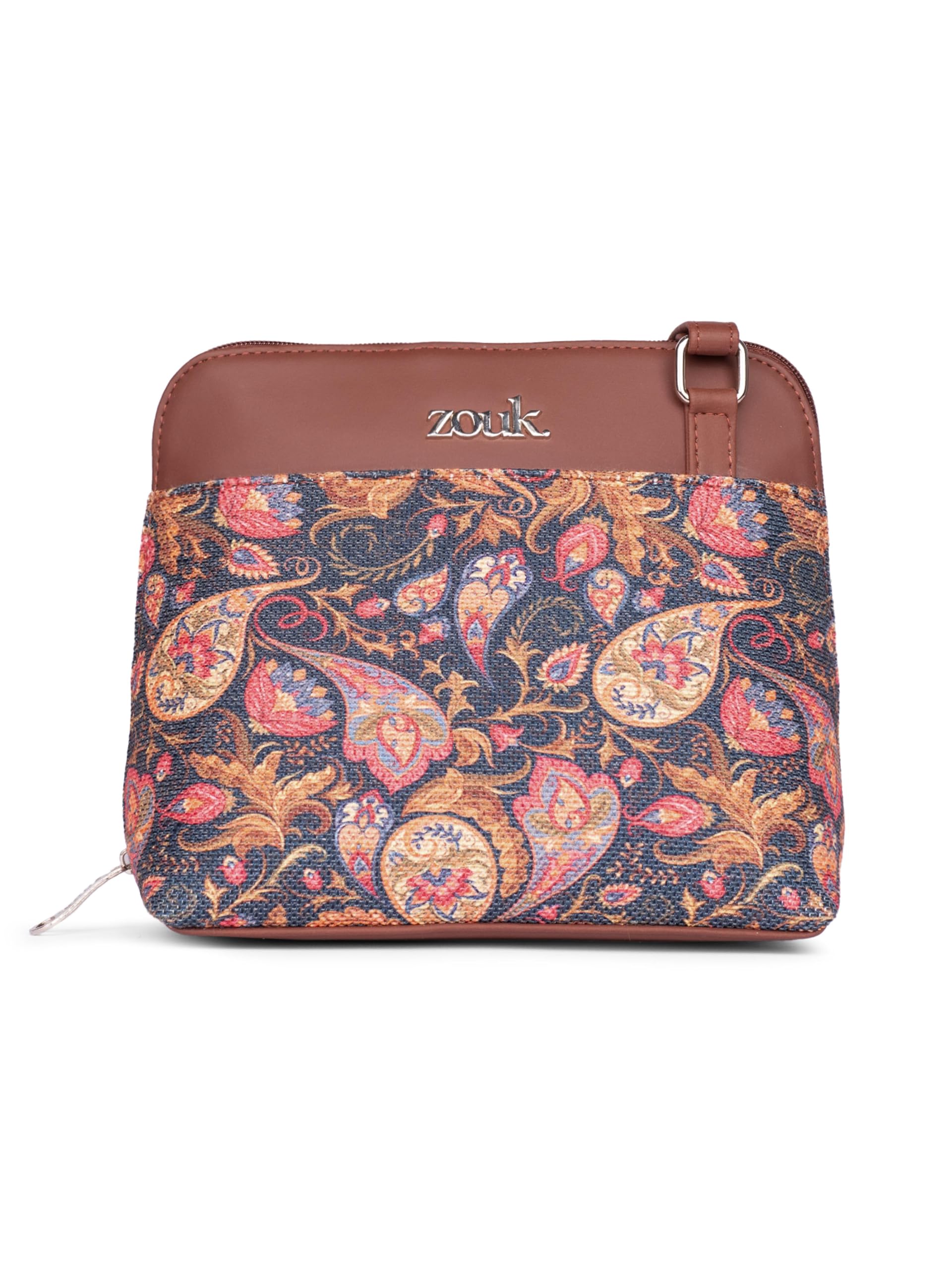 Printed Vegan Leather Out Of Office Sling Bag With Adjustable Strap For Women's Girls