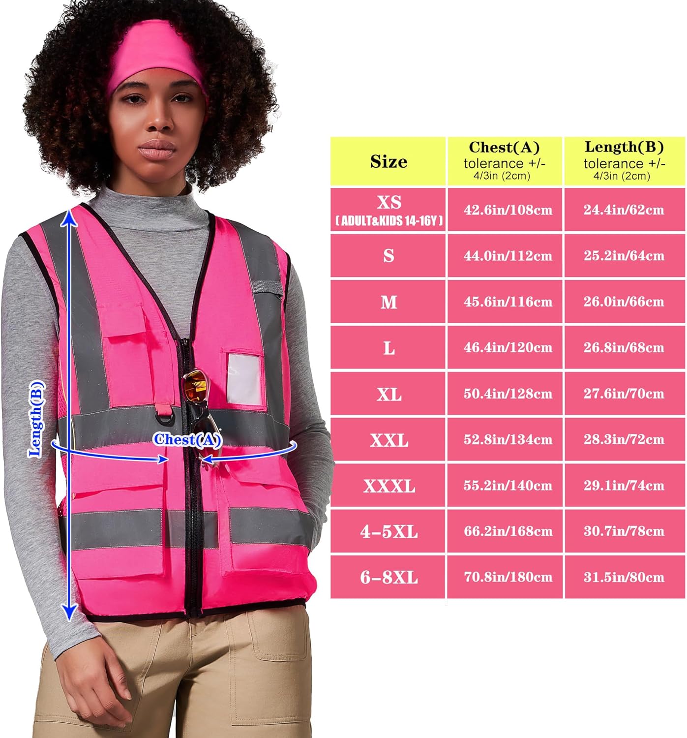 A-SAFETY High Vis Safety Vest for Women - Reflective Strips, Multi-Pockets, Zipper Closure - Image 5