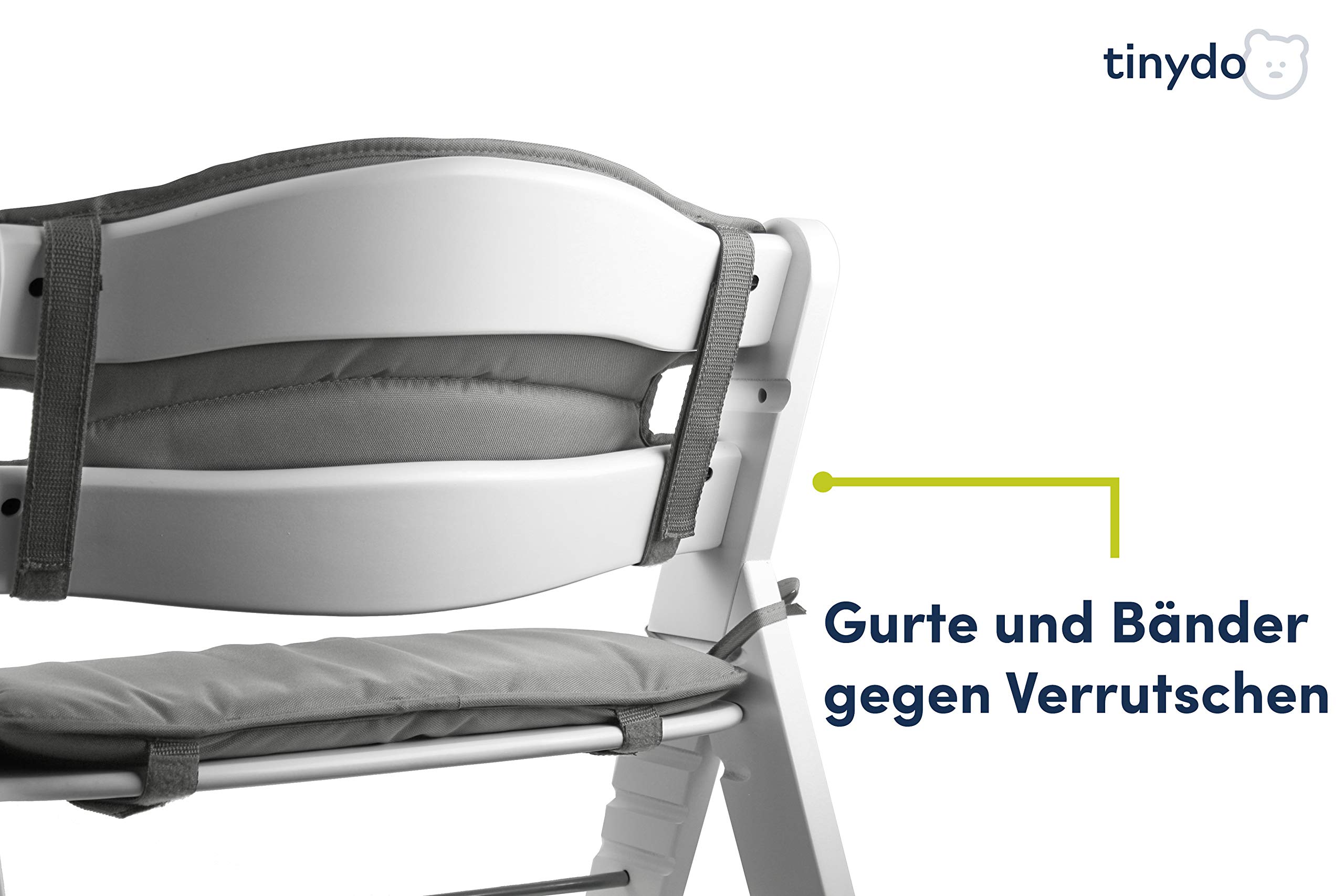 Hauck Alpha Hochstuhl Sitzkissen ergonomisches Memory-Schaum Kissen Rückenentlastung Sitzpolster extra dick Sitzverkleinerer Auflage Hellgrau