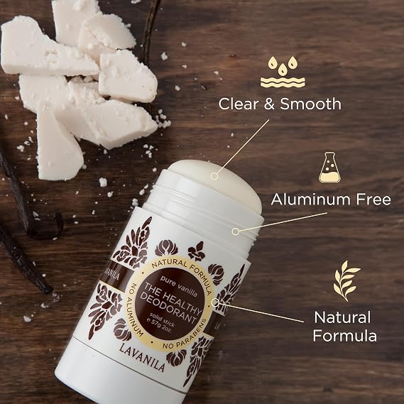 LAVANILA Pure Vanilla Natural Deodorant for Women & Men, 2 Oz (2-Pack) Aluminum Free Deodorant Stick with Beta Glucan Technology, Madagascar Vanilla & Tea Tree Oil Clean, Baking Soda Free, Vegan