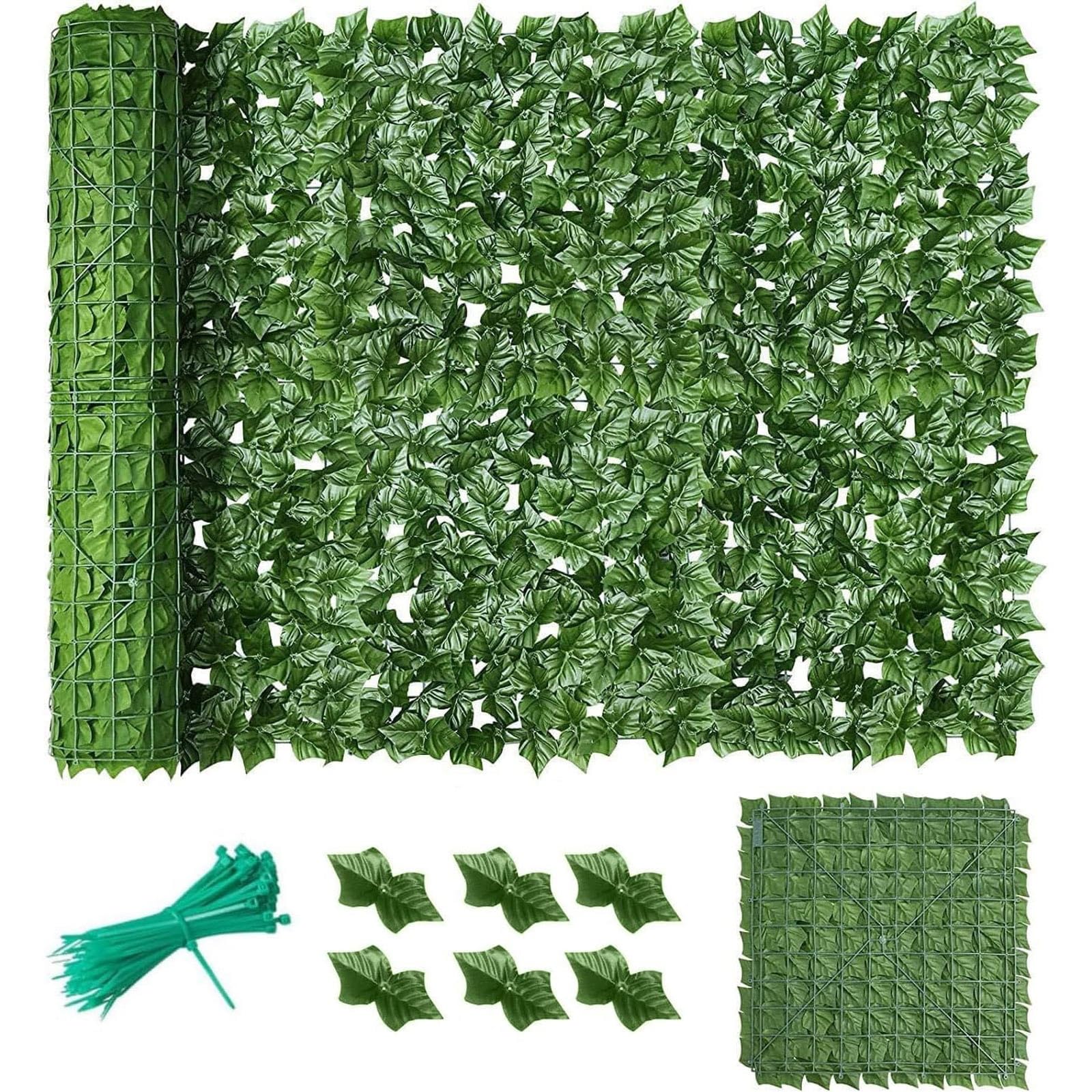 Artificial Ivy Privacy Fence Screen, Artificial Hedge Fence Green Leaf Ivy Screen Plant Wall Fake Grass Decorative Backdrop for Privacy Protection(1x8m)