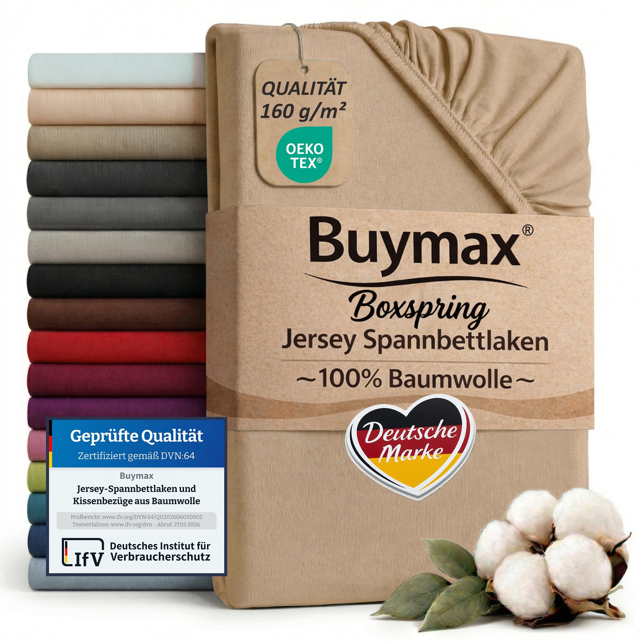 Buymax® Spannbettlaken 60x120 70x140 80x200 90x200 100x200 120x200 140x200 160x200 180x200 200x200 Baumwolle Bettlaken Jersey
