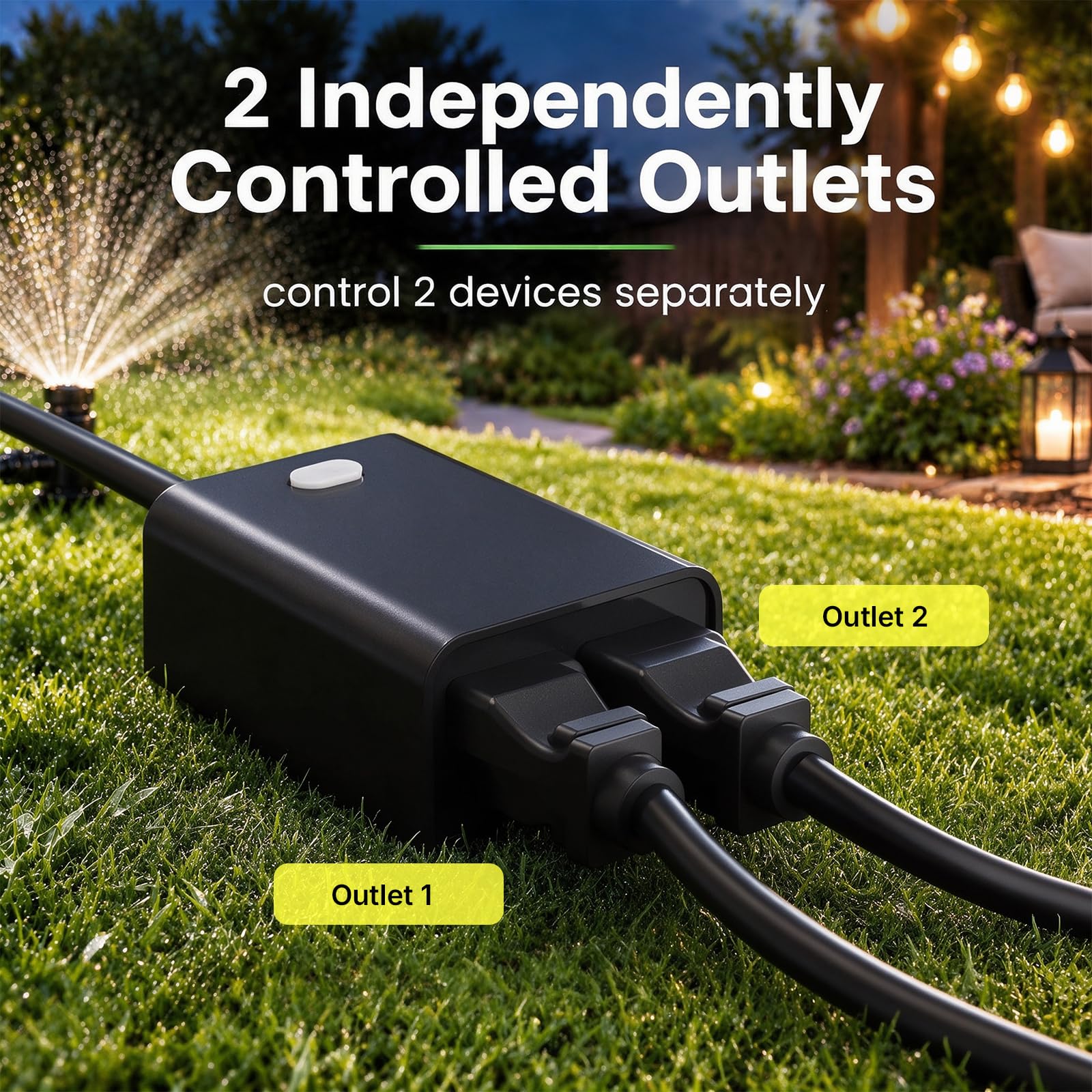 Minoston Z-Wave Plug - 2 Outlets, Waterproof Outdoor Smart Outlet -2