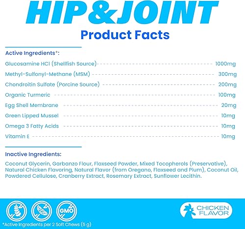 Miniatura 6 de Suplemento avanzado para cadera y articulaciones para perros, glucosamina para perros con MSM, condroitina, fórmula antiinflamatoria natural para un