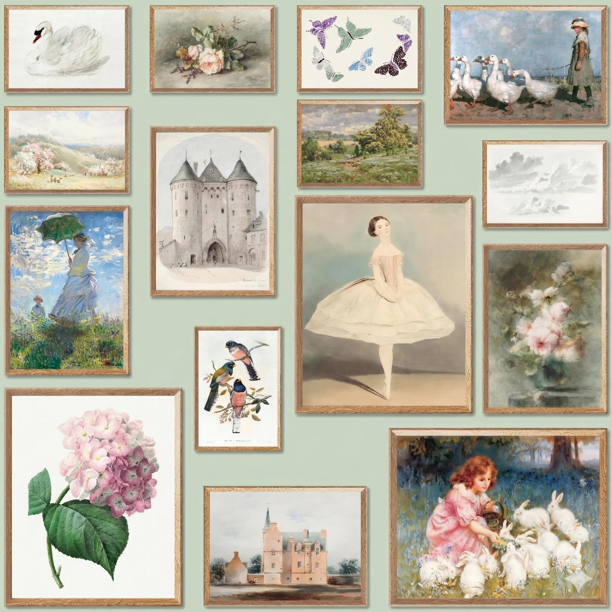 LANCHI95 15Pcs Eclectic Wall Art - Eclectic Home Decor, Vintage Wall Prints, Dorm Decor, Wall Print for Bedroom, Living Room, Office (UNFRAMED)