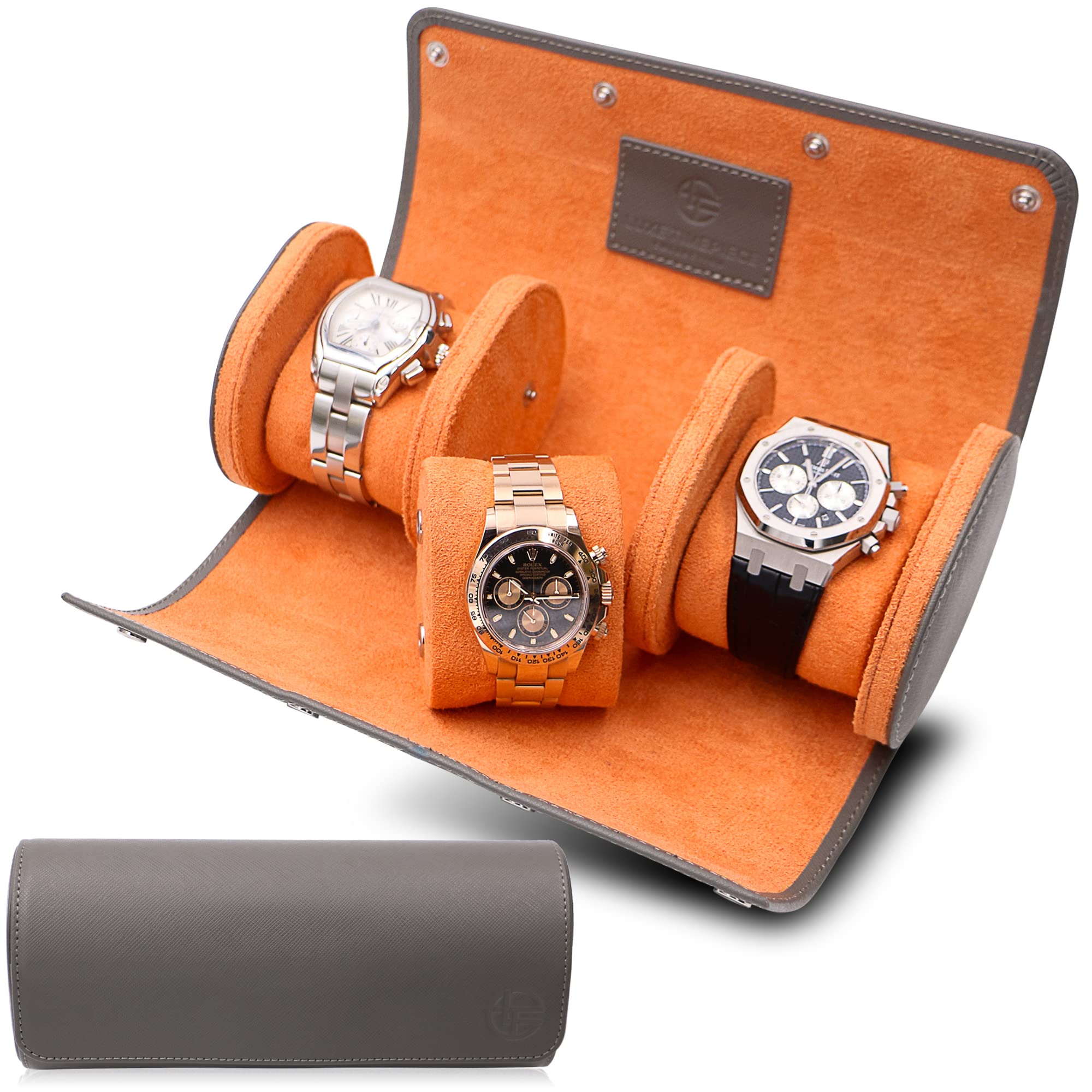 Luxe Timepiece CollectionGenuine Leather Watch Rolls for Men Full Grain  Saffiano Leather Watch Roll Travel Case for Watches Storage Organizer