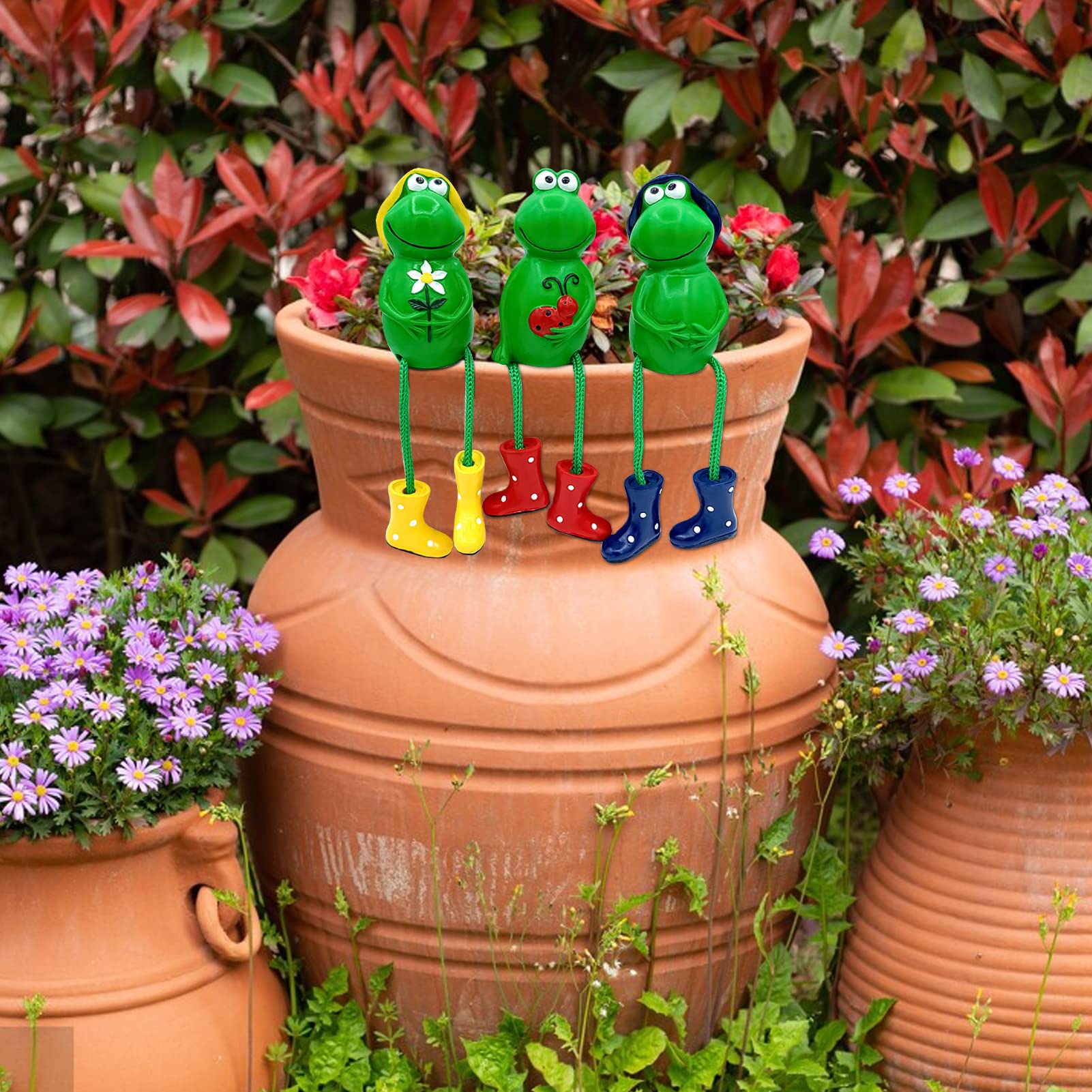 Figuras decorativas de rana para jardín, 3 unidades, estatua decorativa de jardín, figura de jardín, para exteriores, estatua de resina, granja, balcón, estanque, sala de estar, oficina, decoración (B