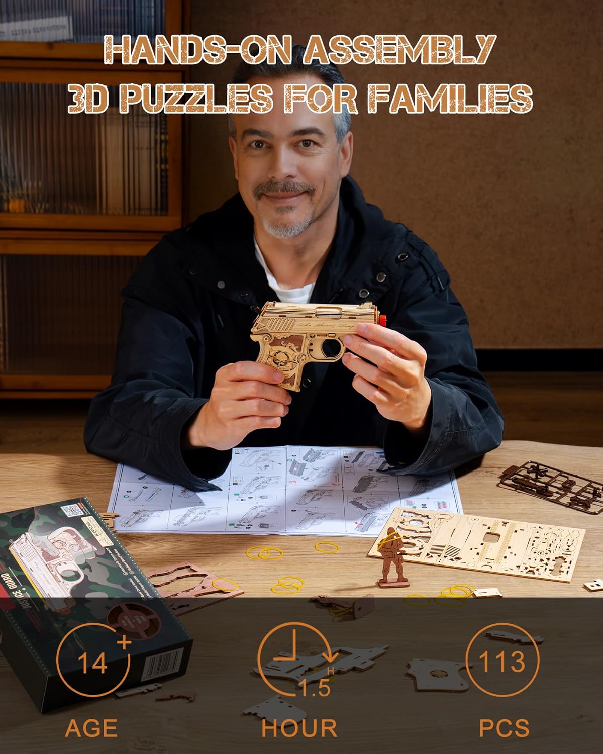 3D Wooden Puzzles, Mini Model Craft Kit, Mechanical Model Puzzle, Unique Gift for Adult