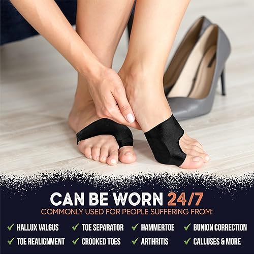 Miniatura 6 de Copper Joe Fundas correctoras de juanetes para dedos grandes, almohadillas de gel de compresión, corrector de hallux valgus y protector de fricción