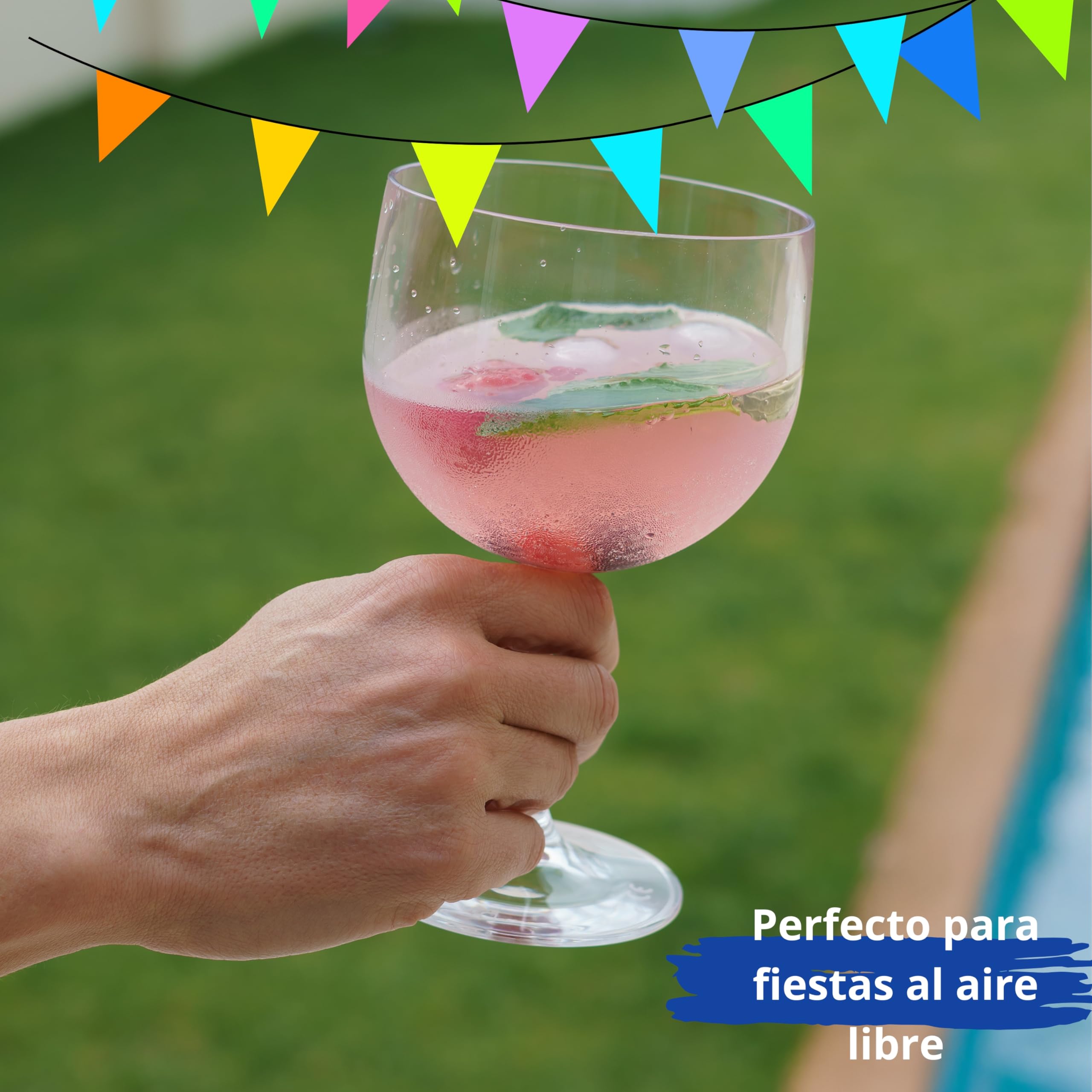 Vieira Home Copas Gin Tonic vasos plastico duro reutilizable irrompibles modernos cocktail | Juego de 4 vasos sin bpa 0,6L |Hecho en U.E.