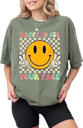 Back to School Shirt Teacher Happy Face Tshirt