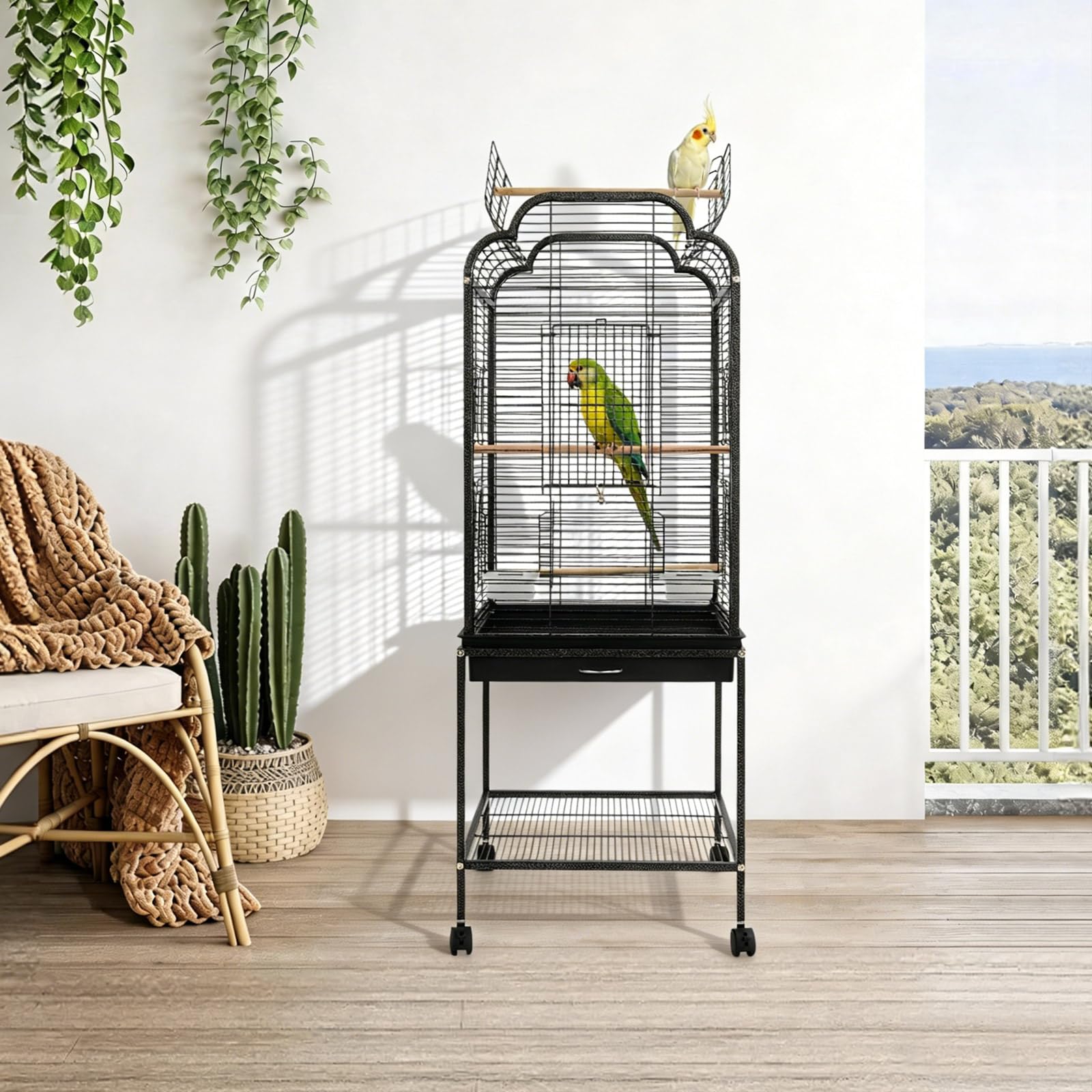 Vogelkäfig Vogelspielzeug Großer Vogelhaus 48x46x134cm | Vogelvoliere Metall Vogelbauer Käfig Vogel Wellensittichkäfig, Käfigspielzeug für Nymphensittiche, Finken, Papageien-Käfig