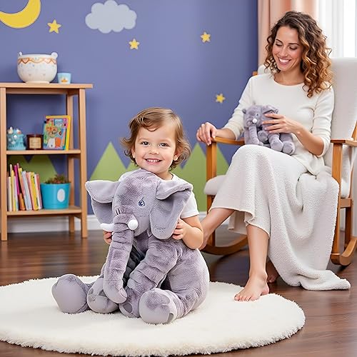 Miniatura 7 de Paquete de 2 animales de peluche de dinosaurio grande de 15.7 pulgadas, juguete de dinosaurio de peluche de aventura, decoración de dinosaurio