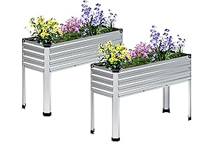 Galvanized Raised Garden Bed with Legs, 48" x 32" Elevated Metal Garden Planter Box