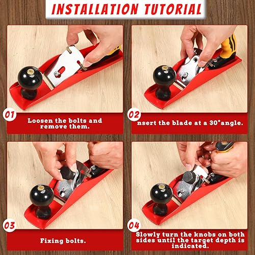 Miniatura 4 de Cepilladora de mano con hoja de 2 pulgadas, plano de madera alisado ajustable, plano de banco universal para instalación de puertas de bricolaje,