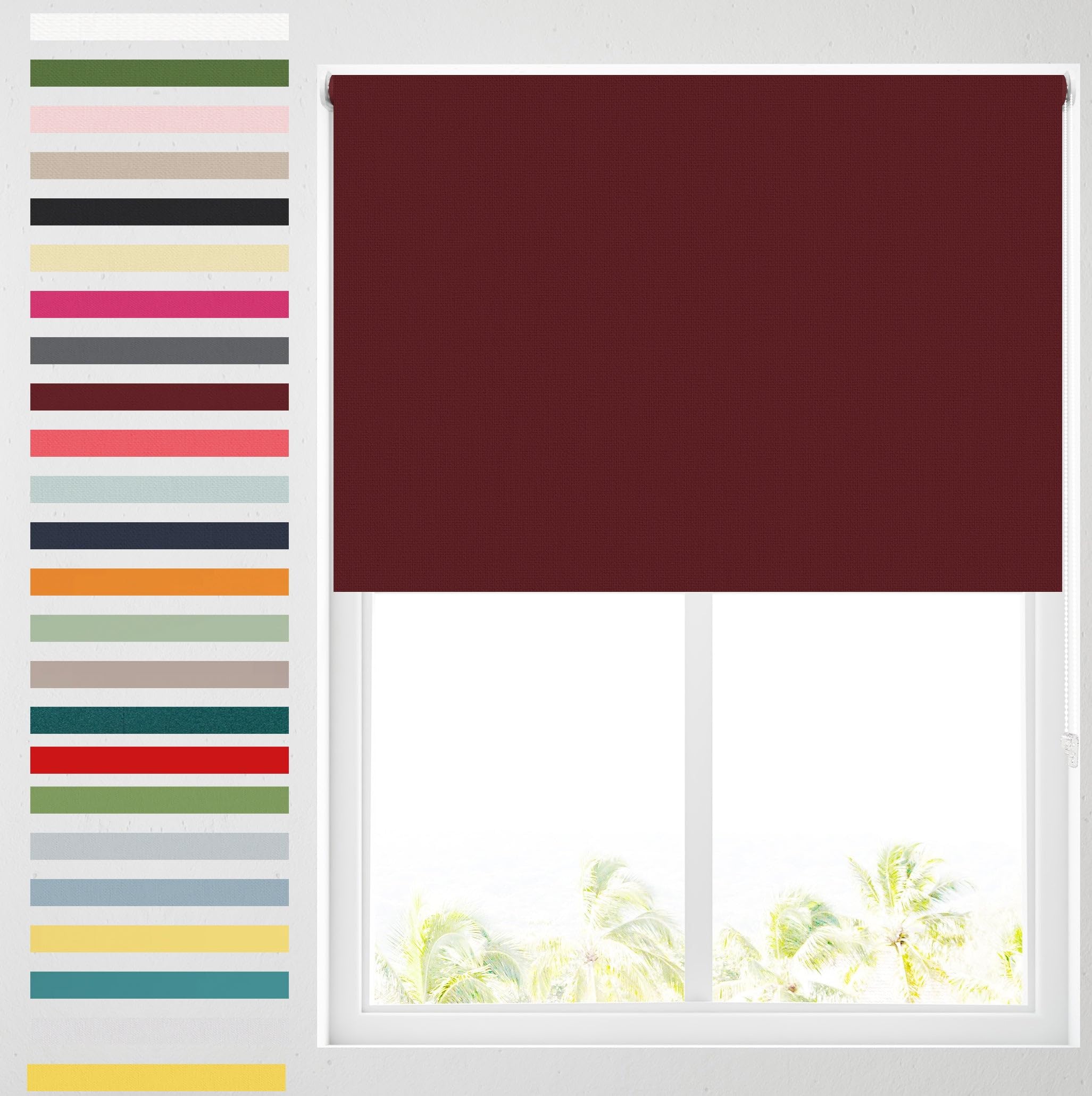 Barnes Blinds - Blackout Roller Blinds for Windows, Custom Cut to Size - Black Out Thermal Fabric Durable Fittings Easy Fit - Roller Blind (Wine 91.5cm)