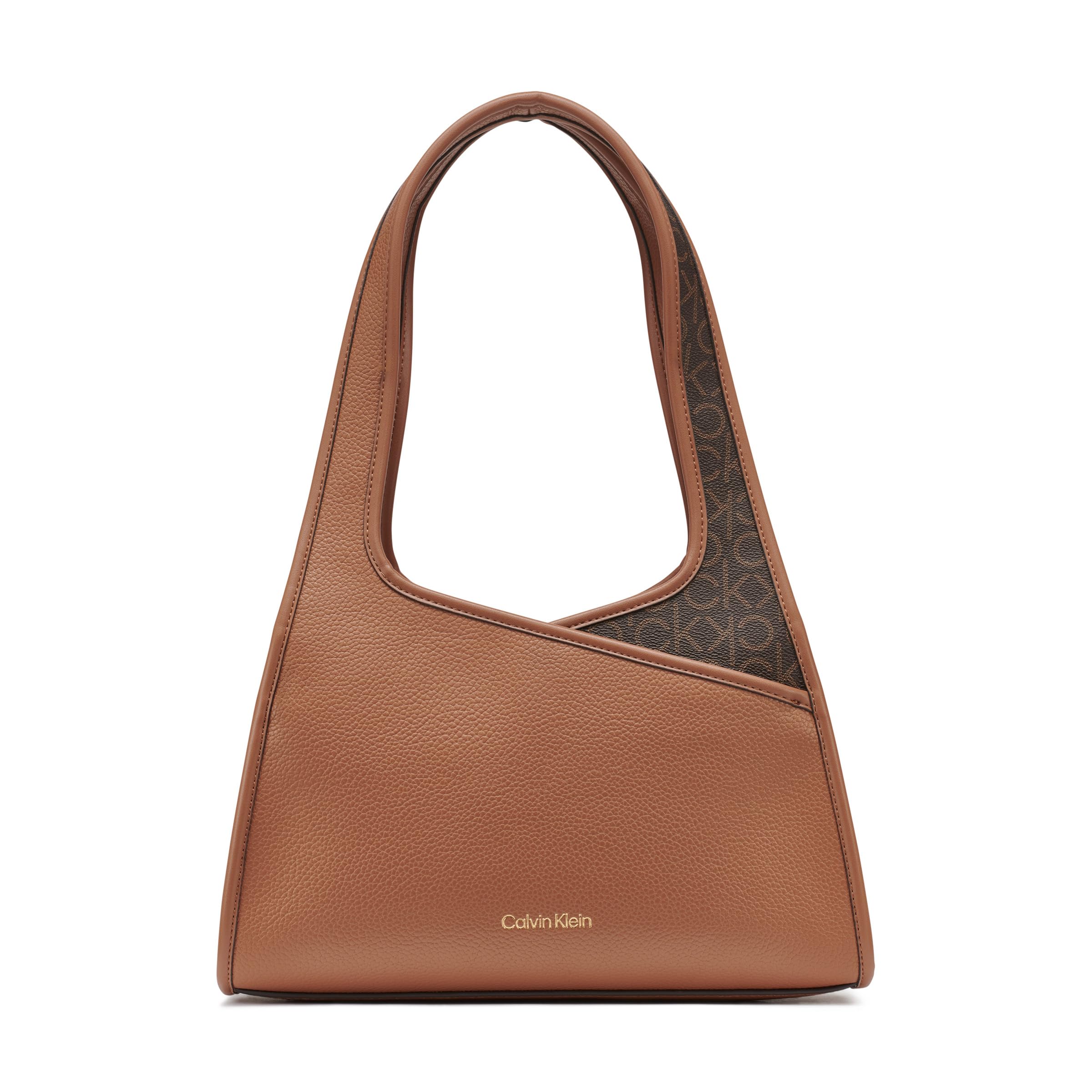 �️Calvin Klein Lyla Triple Compartment Satchel, Caramel/Brown/Khaki, One Size