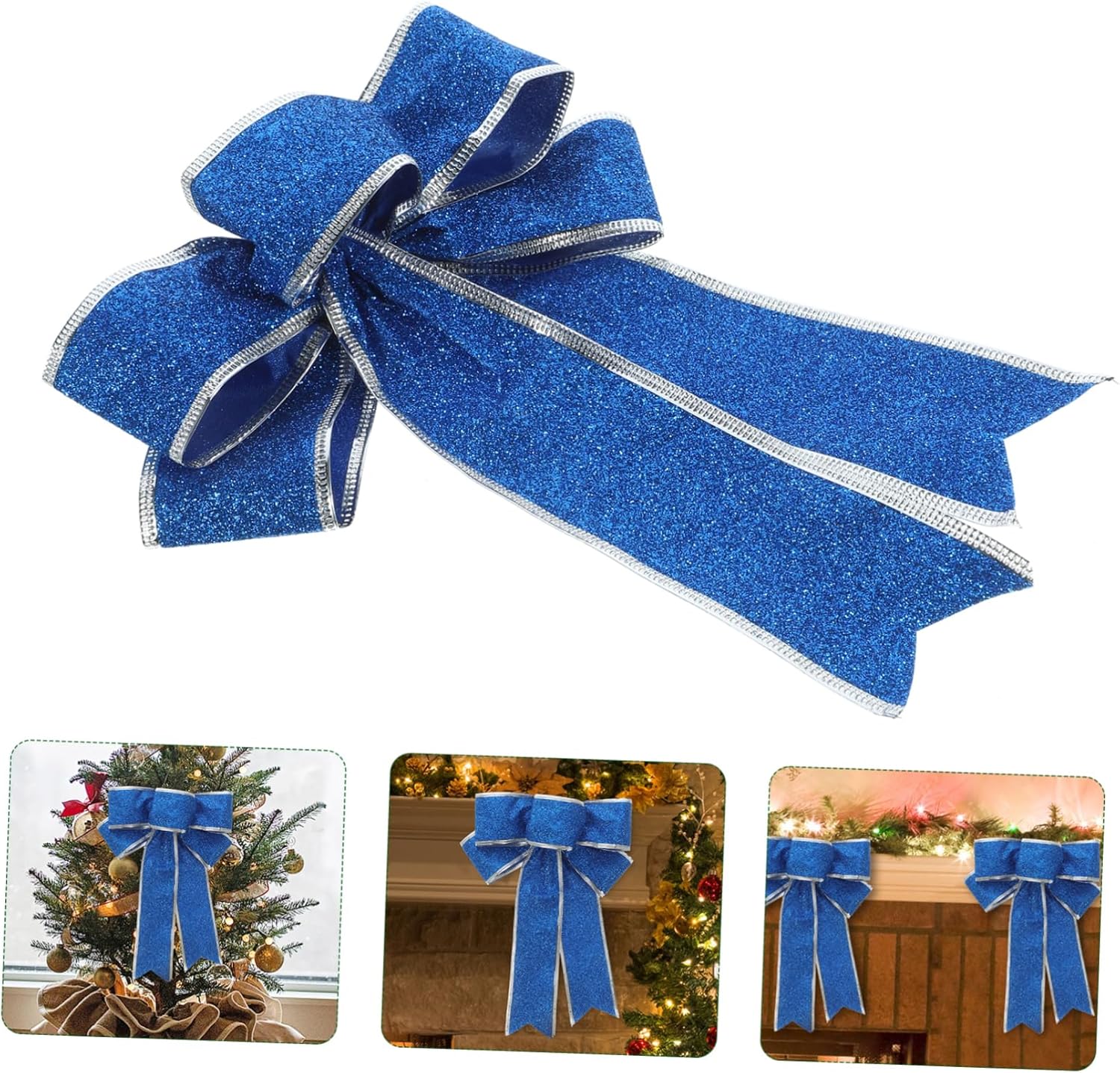 Didiseaon 5pcs Christmas Ribbon Bow Christmas Outside Decor Ribbons for Crafts Garlands Jumbo Ornaments Decor Xmas Garland Outdoor Bow Present Blue