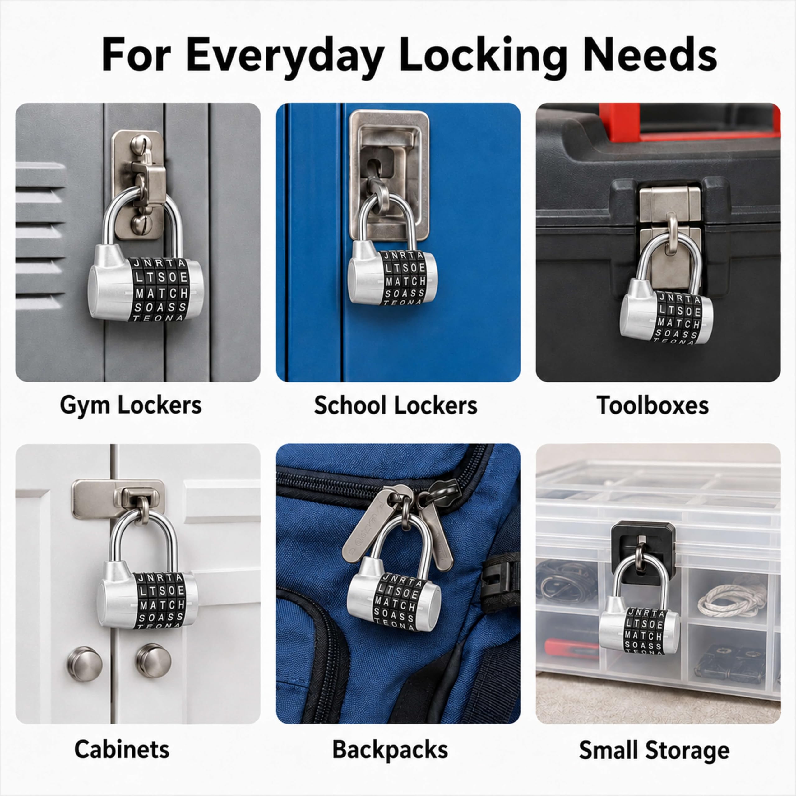 JUPAI 5 Letter Combination Padlock, Resettable Word Lock with 4 or