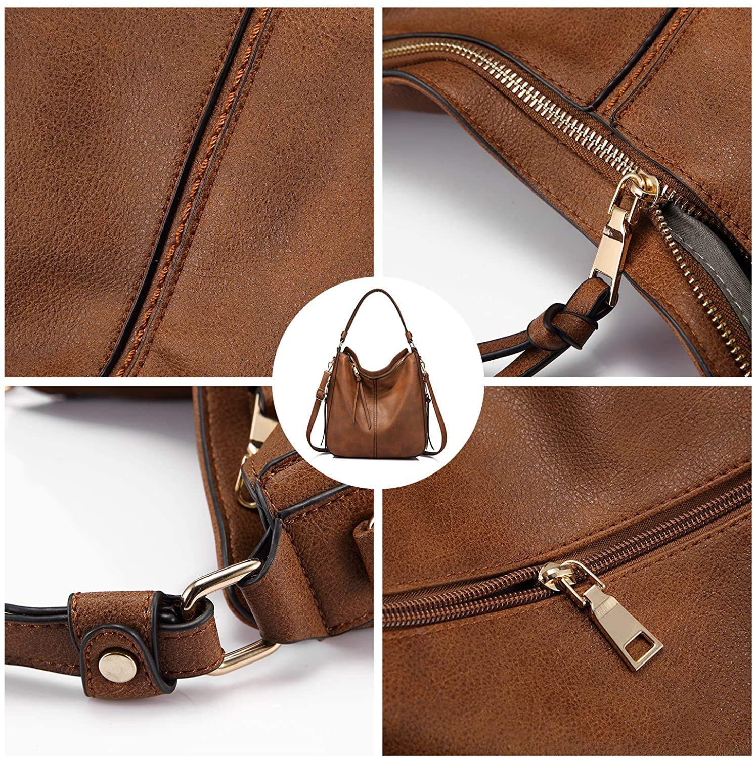 INOVERA (LABEL) Faux Leather Women Handbags Shoulder Hobo Bag Ladies Big Purse With Long Strap (Brown) 1