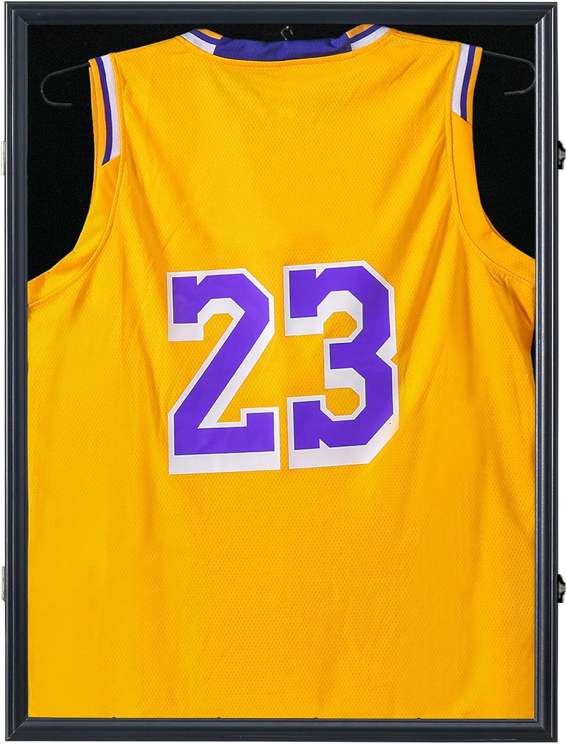 Jersey Frame Display Case - 2XL Jersey Display Frame - Jersey Shadow Box for Baseball Basketball Football Soccer Sports Shirts,Black Lock , 98%UV Protection Acrylic Glass,2 Hanger Large-black lock