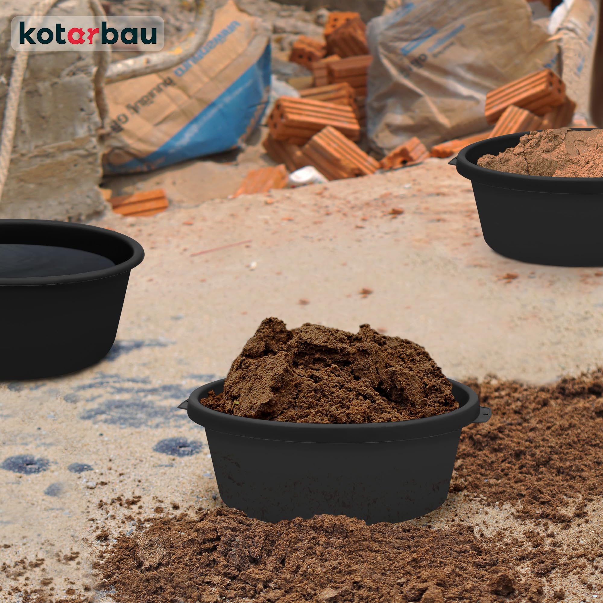 KOTARBAU® Seau à mortier 11 l - Diamètre : 300 mm - Rond - En plastique - Noir - Pour plantes et jardin, Noir , 11 L, 1 pièce