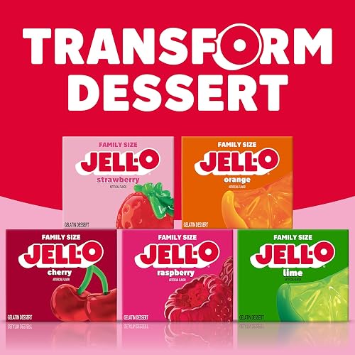 Jell-O Family Size Gelatin Dessert Mix Variety Pack - Strawberry,