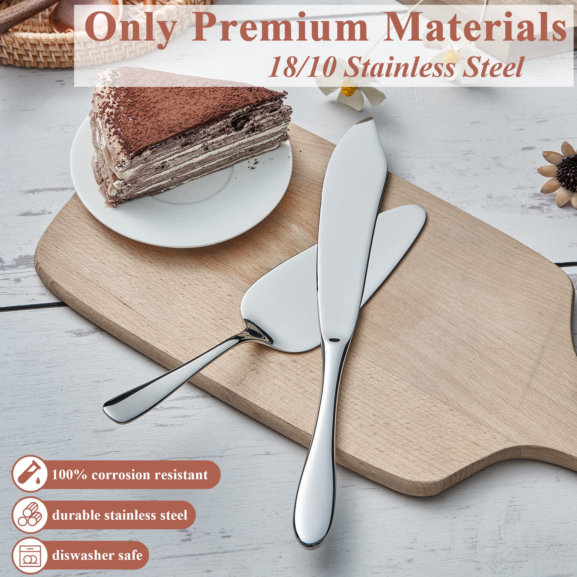 Elegant Cake Knife & Server Set - Stainless Steel -4 Elegant Cake Knife & Server Set - Stainless Steel -4