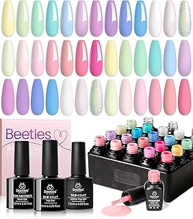 beetles Gel Polish Nail Set 20 Colors Spring Pastel Girly Sparkle Glitte...