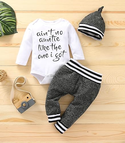 Miniatura 2 de Aint No Auntie Like The One I Get Baby Boy Ropa de niño con letras impresas en la tía con texto en inglés "Auntie Like The One I Get Baby Boy"