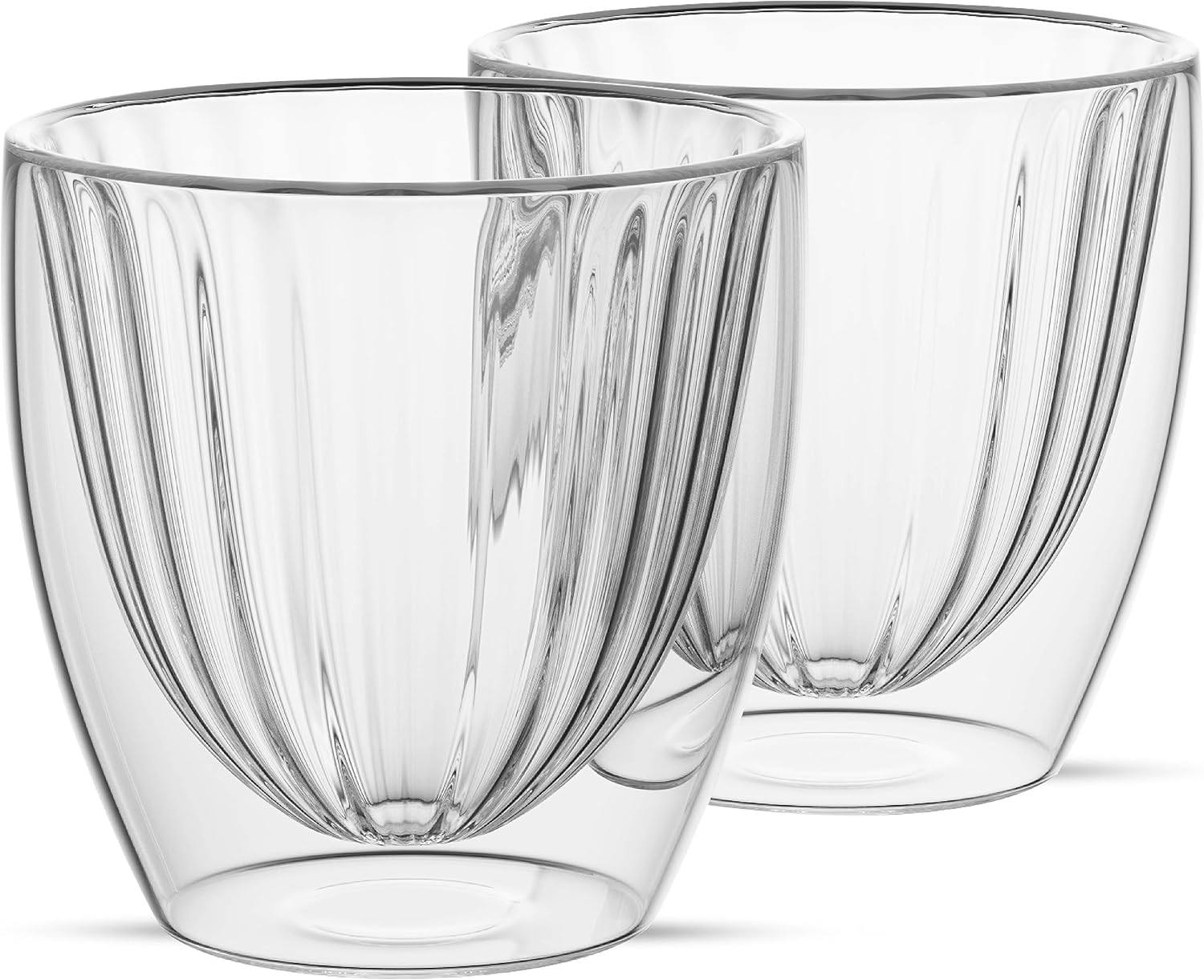 Elle Decor Taza de café acanalada de doble pared  Tazas de café de vidrio acanalado  Tazas de café de café aisladas, transparentes, taza de té,