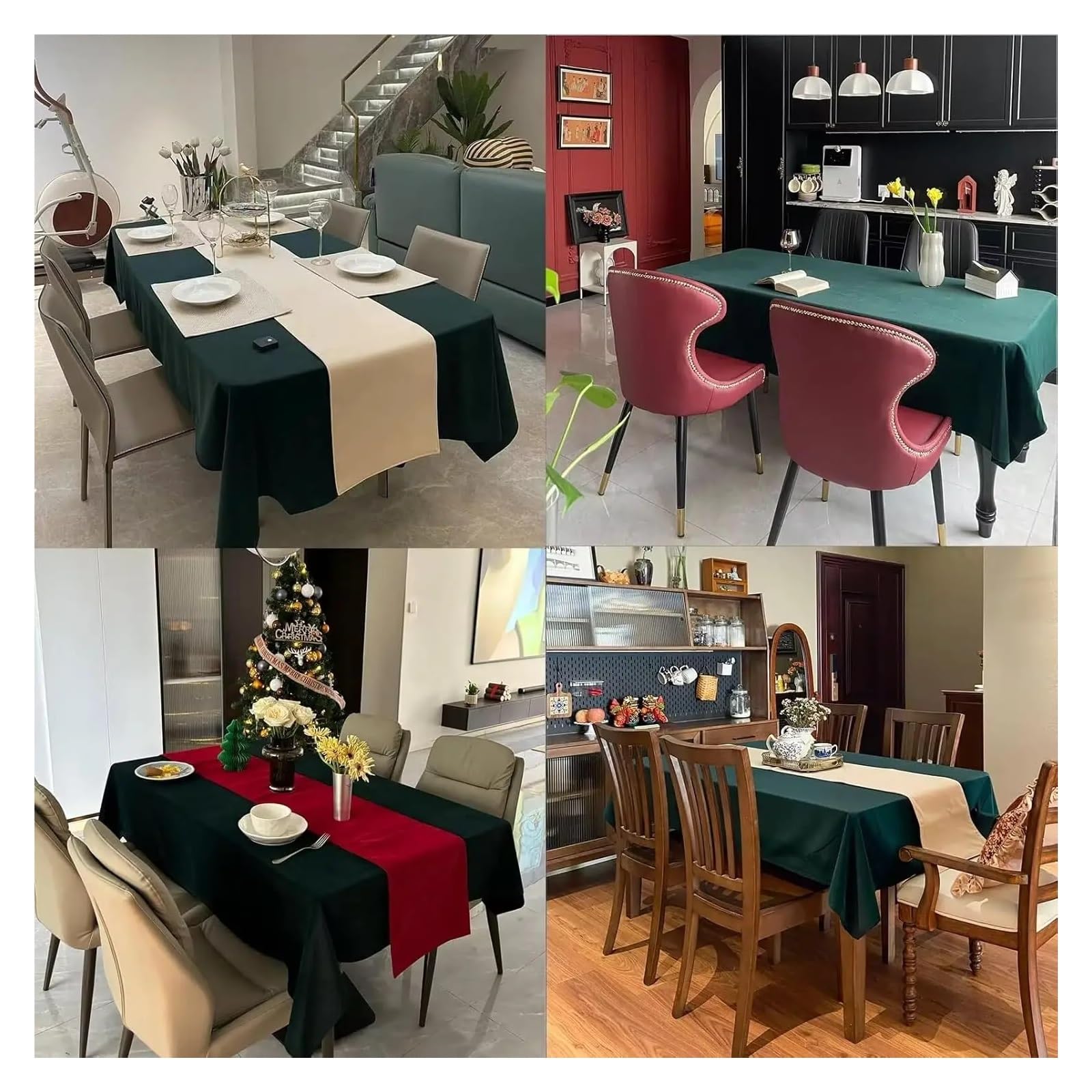 Mantel de Navidad Christmas Tablecloth, Wool Velvet Rectangle Table Cloth, Washable Waterproof Cover For Dining Kitchen Party Holiday(132x180cm)